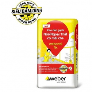 Keo dán gạch Webertai fix 25kg/Bao - Keo (vữa) dán gạch gốc xi măng chuyên dùng cho gạch ít hút nước kích thước vừa