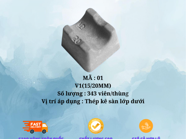 CON KÊ SÀN DƯỚI BÊ TÔNG V1 (15-20mm), 343 viên/thùng, sử dụng được 50m2