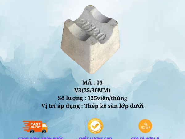 CON KÊ SÀN DƯỚI BÊ TÔNG V3 (25-30mm), 125 viên/thùng, sử dụng được 50m2